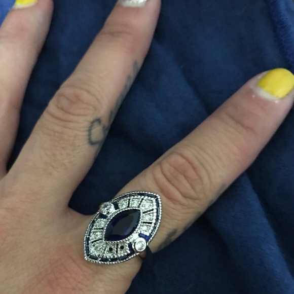 Sterling silver natural sapphire ring - Picture 6 of 7